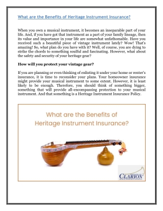 What are the Benefits of Heritage Instrument Insurance?