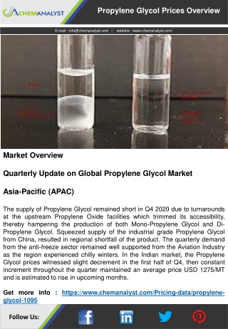 Propylene Glycol Prices, News, Demand and Supply | ChemAnalyst