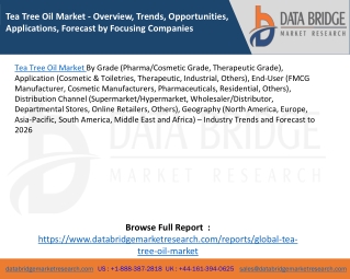 Tea Tree Oil Market - Overview, Trends, Opportunities, Applications, Forecast by Focusing Companies