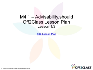 Modal Verbs - Advisability - Can and Could - Off2Class Lesson Plan