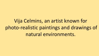 Vija Celmins, an artist known for photo-realistic paintings and drawings of natural environments.