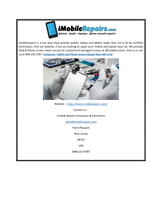Computer, Tablet and Phone Screen Repair Near Me in NJ
