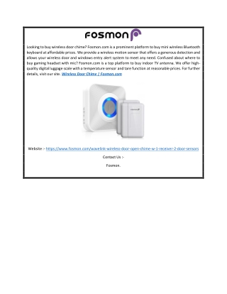 Wireless Door Chime | Fosmon.com