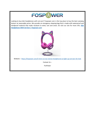 Kids Headphones With Cat Ears | Fospower.com