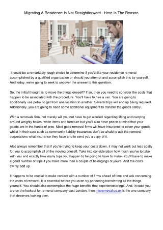 Migrating A Residence Is Not Straightforward - Here Is The Reason