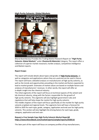 Global High Purity Solvents Market Research Report Forecast 2025