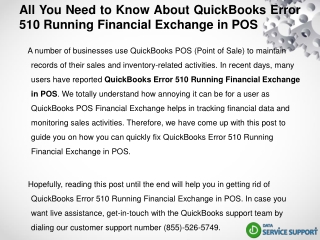 How to fix QuickBooks Error 510 Running Financial Exchange in POS?