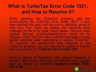 How to resolve TurboTax Update Error 1921?