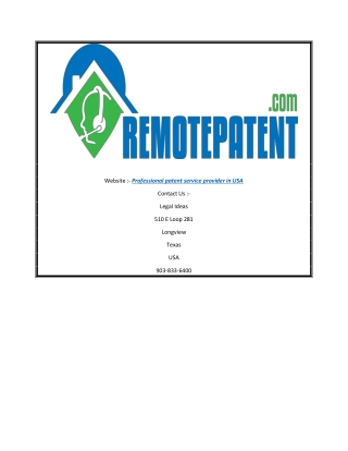 Professional Patent Service Provider in USA | Remotepatent.com
