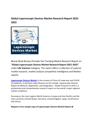 Global Laparoscopic Devices Market Forecast 2021-2025