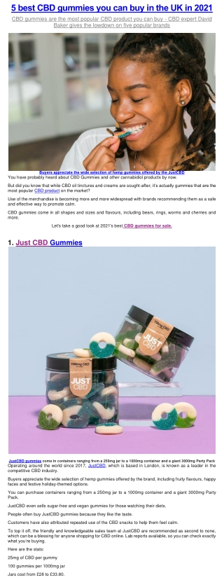 5 best CBD gummies you can buy in the UK in 2021