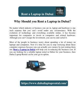 Why Should you Rent a Laptop in Dubai?