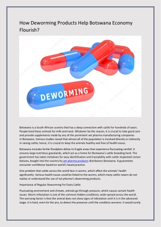 How Deworming Products Help Botswana Economy Flourish?
