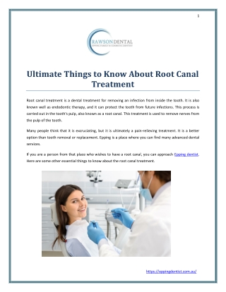 Ultimate Things to Know About Root Canal Treatment