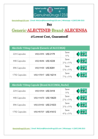 Buy Alecensa (Alectinib) Capsules on Your Access Online