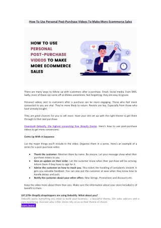 How To Use Personal Post-Purchase Videos To Make More Ecommerce Sales