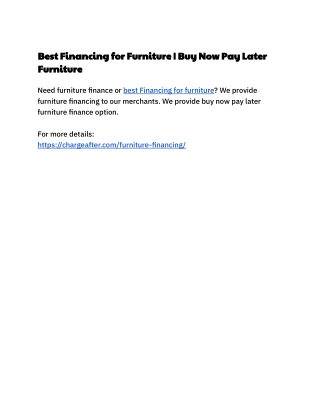 Best Financing for Furniture | Buy Now Pay Later Furniture