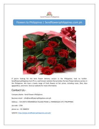 Flowers to Philippines | Sendflowersphilippines.com.ph