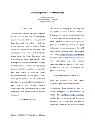 Identifying Data Set for Dissertation