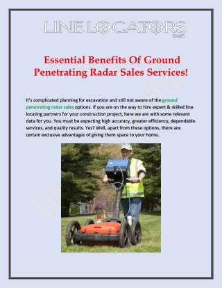 Know The Essential Benefits Of Ground Penetrating Radar Sales Services!