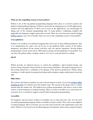 What are the compelling reasons to learn python?