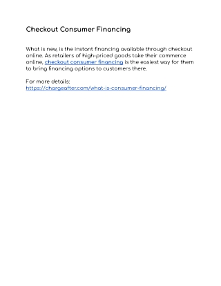 Checkout Consumer Financing