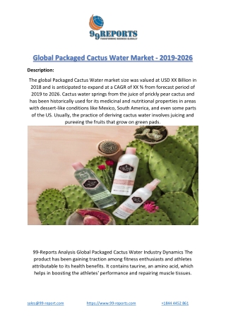 Global Packaged Cactus Water Market - 2019-2026