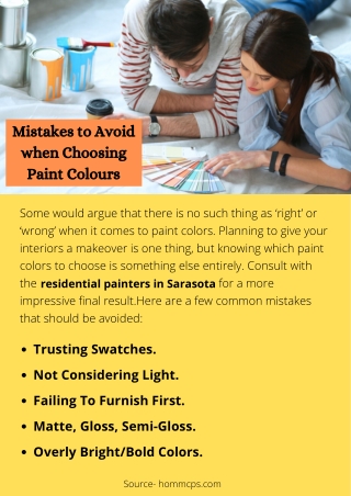 Mistakes to Avoid when Choosing Paint Colours