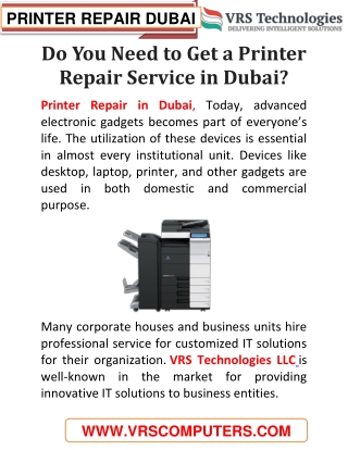 Do You Need to Get a Printer Repair Service in Dubai