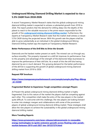 Underground Mining Diamond Drilling Market is expected to rise a 5.5% CAGR from 2018-2026