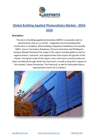 Global Building Applied Photovoltaics Market - 2019-2026
