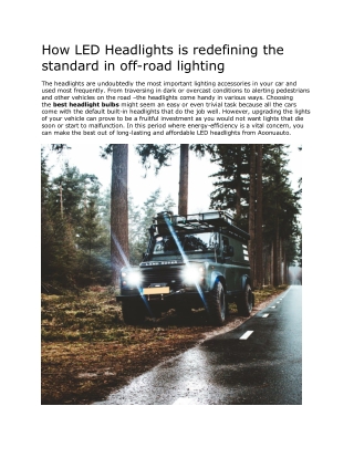How LED Headlights is redefining the standard in off-road lighting