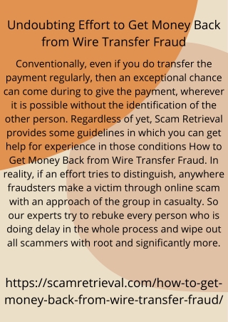 Undoubting Effort  to Get Money Back from Wire Transfer Fraud