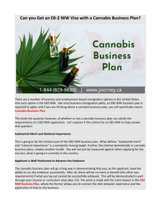 Can you Get an EB-2 NIW Visa with a Cannabis Business Plan?