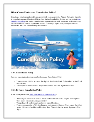 What Comes Under Ana Cancellation Policy?