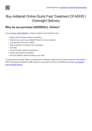 Buy Adderall Online Quick Fast Treatment Of ADHD | Overnight Delivery