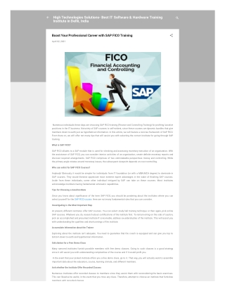 SAP FICO Training in Delhi with 10  Years Experienced Trainer