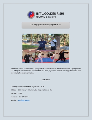 San Diego | Golden Rishi Qigong and Tai Chi