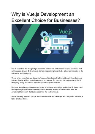 Why is Vue.js Development an Excellent Choice for Businesses?