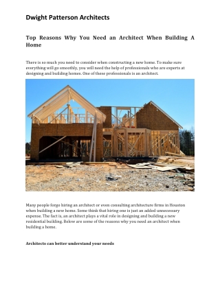 Top Reasons Why You Need an Architect When Building A Home