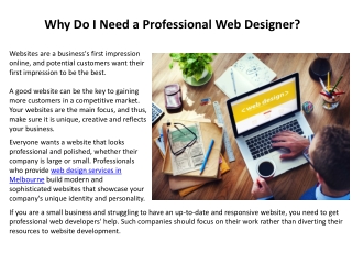 Why Do I Need a Professional Web Designer?