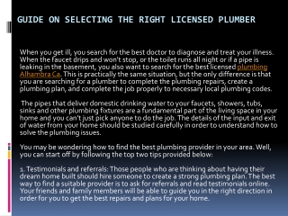 Guide On Selecting the Right Licensed Plumber