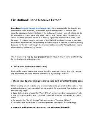 Fix Outlook Send Receive Error?