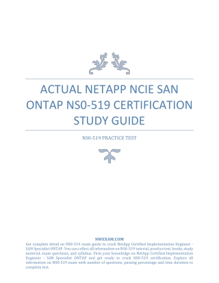 Actual NetApp NCIE SAN ONTAP NS0-519 Certification Study Guide