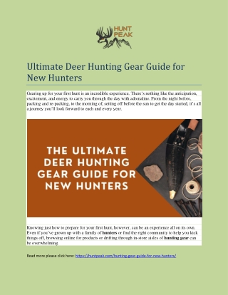 Ultimate Deer Hunting Gear Guide for New Hunters