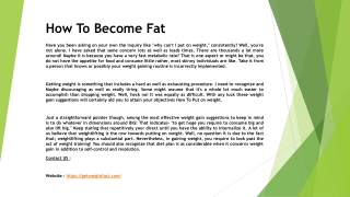 How To Become Fat