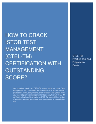 How to Crack ISTQB Test Management (CTEL-TM) Certification with Outstanding Score?