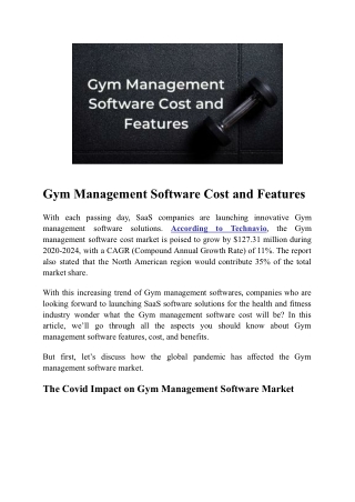 Gym Management Software Cost and Features