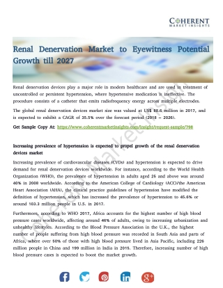 Renal Denervation Market to Eyewitness Potential Growth till 2027