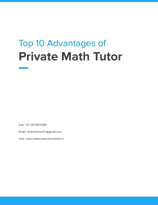 Top 10 Advantages of Private Maths Tutor